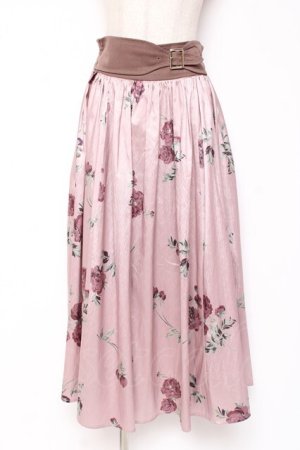 画像: axes femme / ローズ柄ロングスカート Ｍ ピンク Y-26-01-09-145-AX-SK-SZ-ZY