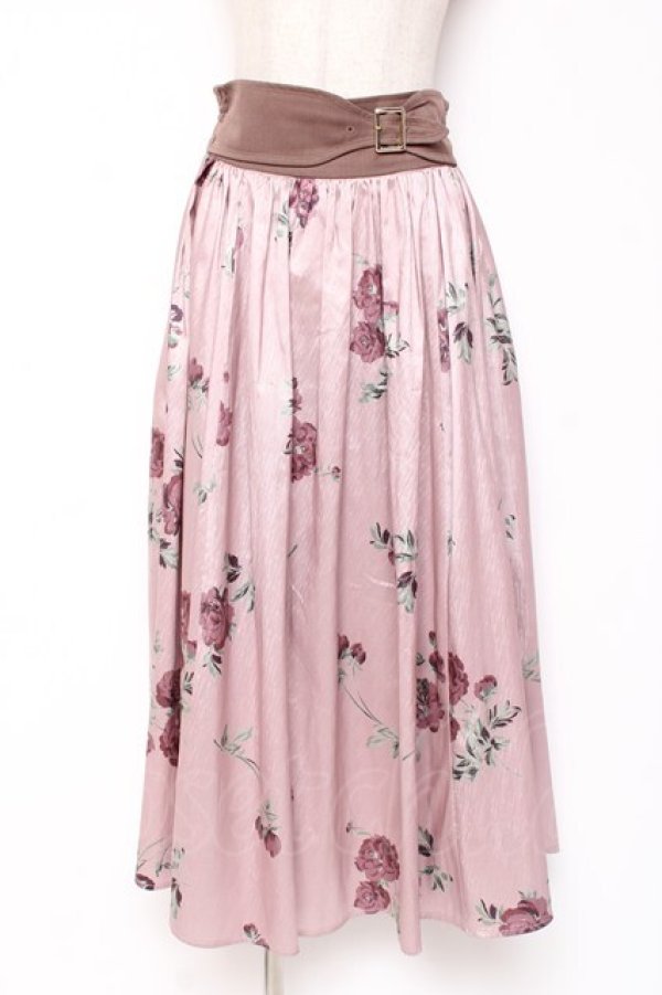 画像1: axes femme / ローズ柄ロングスカート Ｍ ピンク Y-26-01-09-145-AX-SK-SZ-ZY (1)