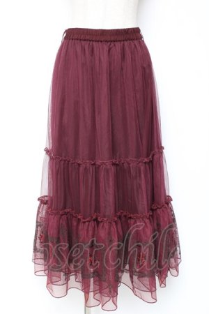 画像: axes femme / 額縁刺繍チュールスカート F ワイン Y-26-01-09-148-AX-SK-SZ-ZY