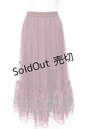 画像: axes femme / 額縁刺繍チュールスカート F ワイン Y-26-01-09-148-AX-SK-SZ-ZY