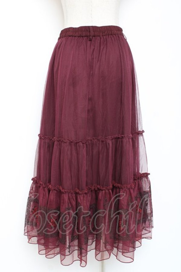 画像2: axes femme / 額縁刺繍チュールスカート F ワイン Y-26-01-09-148-AX-SK-SZ-ZY (2)