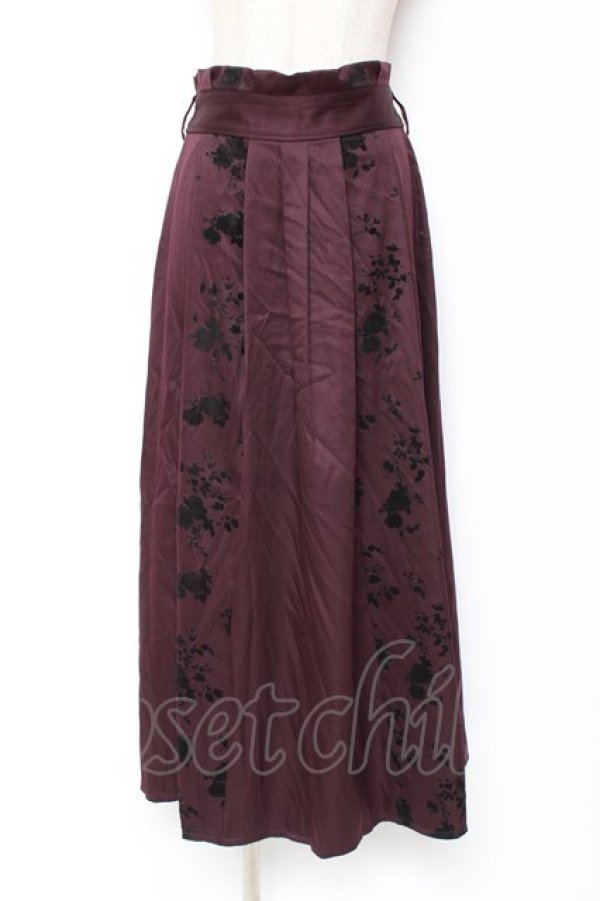 画像1: axes femme / フラワーフロッキー切替スカート F ワイン Y-26-01-09-150-AX-SK-SZ-ZY (1)