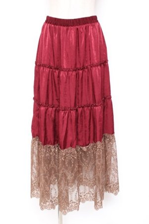 画像: axes femme / 裾レースティアードスカート M ワイン Y-26-01-09-151-AX-OP-SZ-ZY