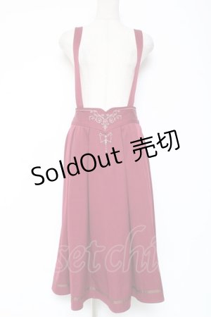 画像: axes femme / カードル刺繍サス付タックスカート F ワイン Y-26-01-09-152-AX-SK-SZ-ZS