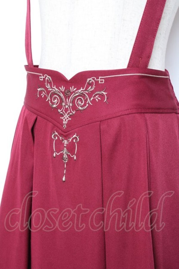 画像3: axes femme / カードル刺繍サス付タックスカート F ワイン Y-26-01-09-152-AX-SK-SZ-ZY (3)