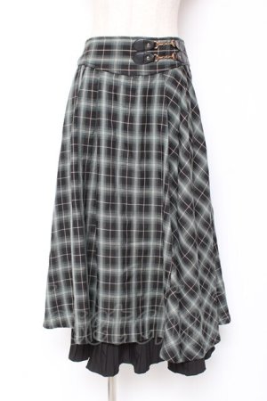 画像: axes femme / 裾プリーツチェック柄スカート M 黒 Y-26-01-09-153-AX-SK-SZ-ZY