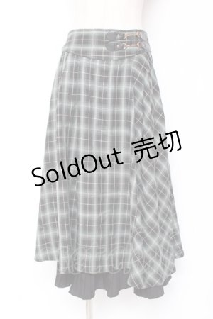 画像: axes femme / 裾プリーツチェック柄スカート M 黒 Y-26-01-09-153-AX-SK-SZ-ZY