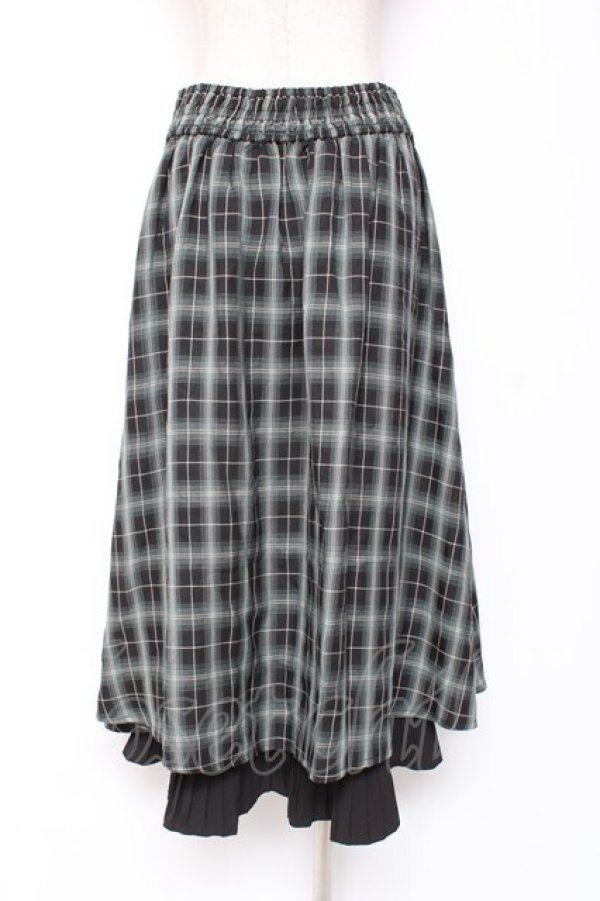 画像2: axes femme / 裾プリーツチェック柄スカート M 黒 Y-26-01-09-153-AX-SK-SZ-ZY (2)