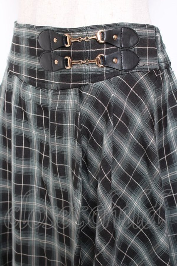 画像3: axes femme / 裾プリーツチェック柄スカート M 黒 Y-26-01-09-153-AX-SK-SZ-ZY (3)