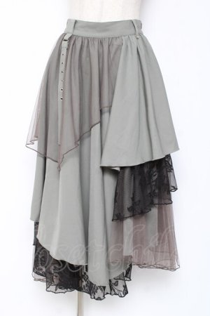 画像: axes femme / 異素材イレヘムロングスカート F グリーン Y-26-01-09-158-AX-SK-SZ-ZY