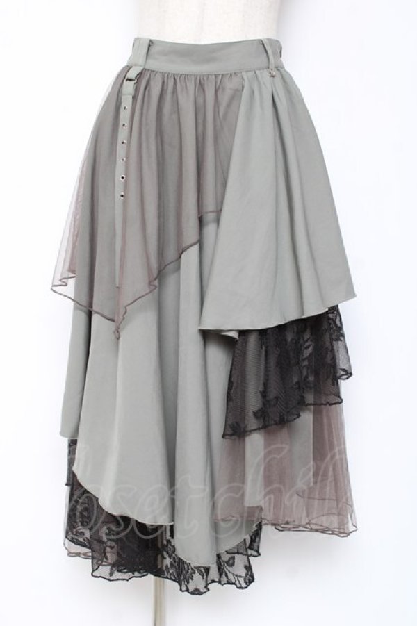 画像1: axes femme / 異素材イレヘムロングスカート F グリーン Y-26-01-09-158-AX-SK-SZ-ZY (1)