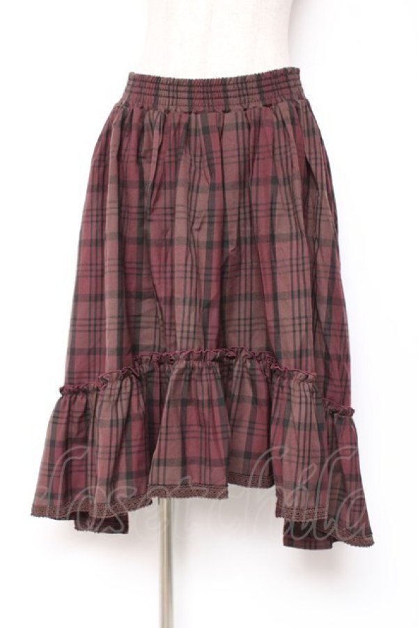 画像1: axes femme / チェック柄ミディスカート M ワイン Y-26-01-09-159-AX-SK-SZ-ZY (1)