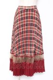 画像1: axes femme POETIQUE / チェック切替プリーツスカート M ワイン Y-26-01-09-160-AX-SK-SZ-ZY (1)