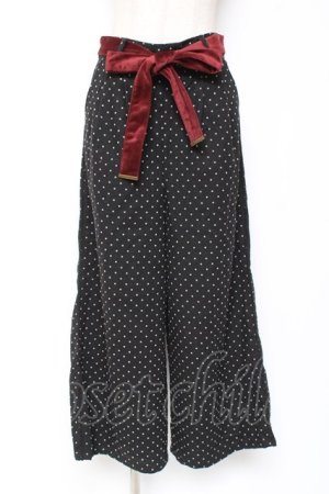 画像: axes femme / リボン付きドット柄ワイドパンツ M 黒 Y-26-01-09-163-AX-PA-SZ-ZY