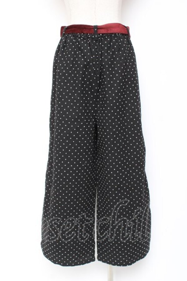 画像2: axes femme / リボン付きドット柄ワイドパンツ M 黒 Y-26-01-09-163-AX-PA-SZ-ZY (2)