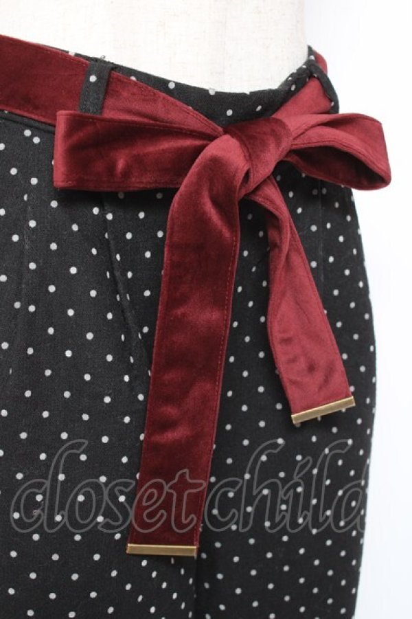 画像3: axes femme / リボン付きドット柄ワイドパンツ M 黒 Y-26-01-09-163-AX-PA-SZ-ZY (3)