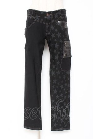 画像: ALGONQUINS / 星柄ツートンパンツ 2 ブラック Y-26-01-09-164-AL-PA-SZ-ZY