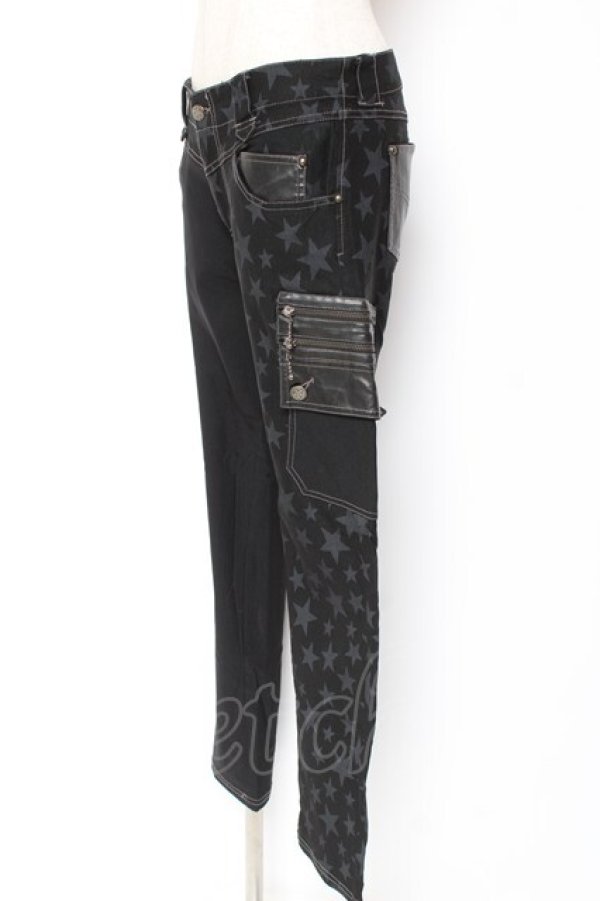 画像2: ALGONQUINS / 星柄ツートンパンツ 2 ブラック Y-26-01-09-164-AL-PA-SZ-ZY (2)