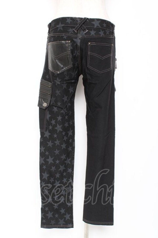 画像3: ALGONQUINS / 星柄ツートンパンツ 2 ブラック Y-26-01-09-164-AL-PA-SZ-ZY (3)