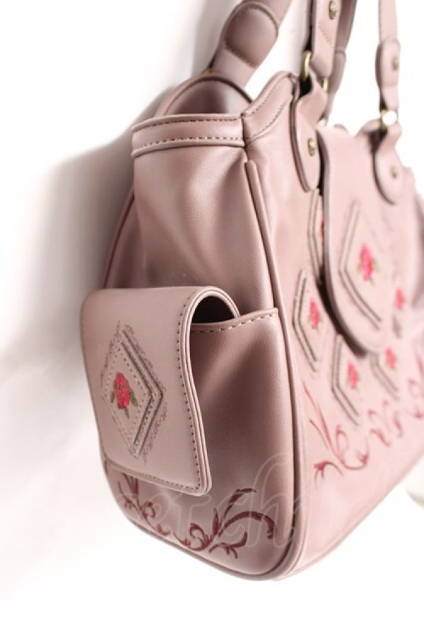 画像2: axes femme / バラパッチワークバッグ  ピンク Y-26-01-09-021-AX-BG-SZ-ZY (2)