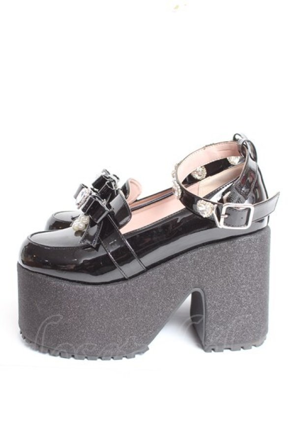 画像2: Ank Rouge / エナメルリボン厚底ローファー M 黒 Y-26-01-09-023-CA-OP-SZ-ZY (2)