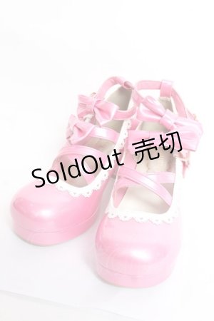 画像: Chalmiere / ダブルリボンスカラップパンプス L 濃ピンク Y-26-01-09-025-LO-SH-SZ-ZY