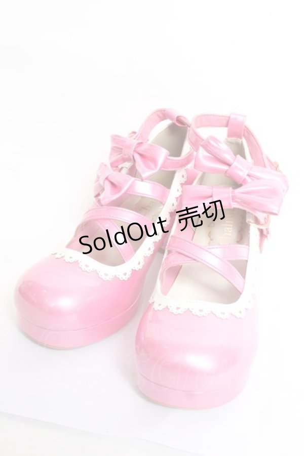 画像1: Chalmiere / ダブルリボンスカラップパンプス L 濃ピンク Y-26-01-09-025-LO-SH-SZ-ZY (1)