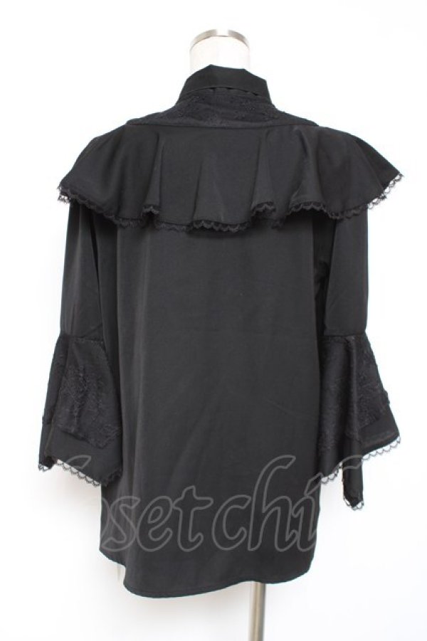 画像2: axes femme / タイ付姫袖風フリルブラウス F 黒 Y-26-01-09-027-AX-BL-SZ-ZY (2)