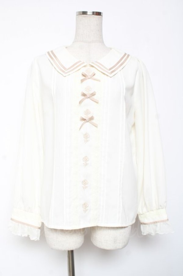 画像1: axes femme POETIQUE / ローズプチリボンブラウス M 生成り Y-26-01-09-028-AX-TO-SZ-ZY (1)