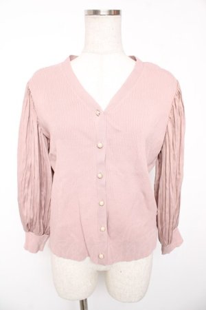 画像: axes femme / バルーン袖リブカーディガン  ピンク Y-26-01-12-037-AX-TO-SZ-ZY