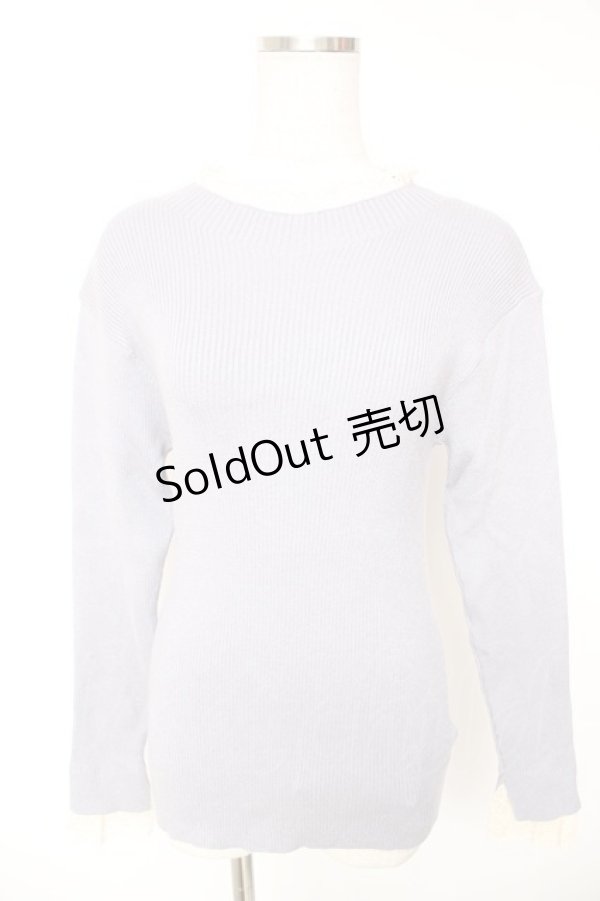 画像1: axes femme / レース使いリブニット M ブルー Y-26-01-12-051-AX-TO-SZ-ZY (1)