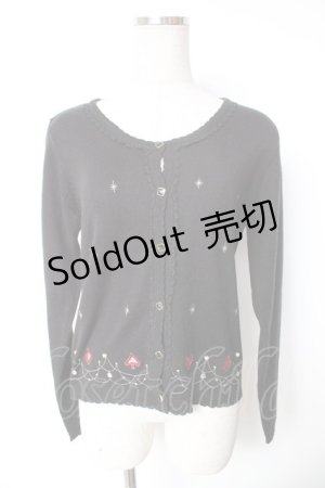 画像: axes femme / トランプ透かし刺繍カーディガン M 黒 Y-26-01-12-053-AX-TO-SZ-ZY