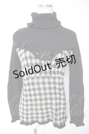 画像: axes femme / 千鳥柄ハイネックニット  黒 Y-26-01-12-056-AX-TO-SZ-ZY
