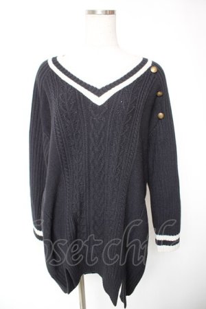 画像: axes femme / チルデンニットワンピース  紺 Y-26-01-12-063-AX-OP-SZ-ZY