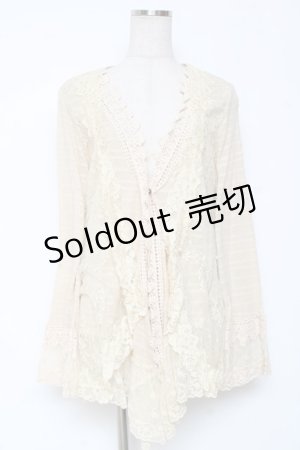 画像: axes femme / レース切替トッパーカーデ  生成り Y-26-01-12-068-AX-TO-SZ-ZY