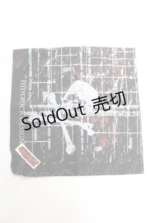 画像: HIDEROCK Design / プリントバンダナ  黒 Y-26-01-12-009-PU-ZA-SZ-ZY