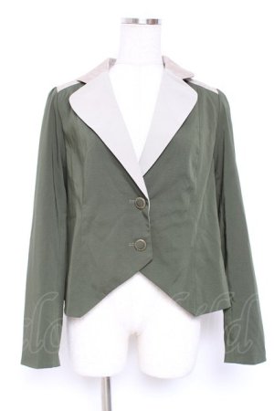 画像: axes femme / バイカラーショートジャケット  カーキ Y-26-01-12-079-AX-JA-SZ-ZS