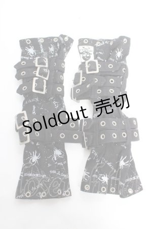 画像: HIDEROCK Design / 総柄ベルトデザインアームカバー  黒 Y-26-01-12-010-PU-ZA-SZ-ZY