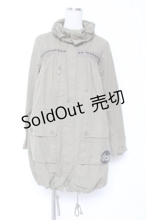 画像: Candy Stripper / スカルハートテープライトモッズコート  カーキ Y-26-01-12-087-PU-CO-SZ-ZY