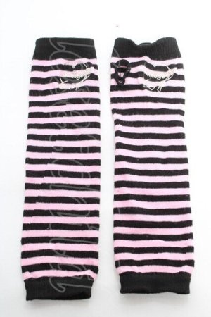 画像: Amilige / ボーダーアームウォーマー  ピンク×黒 Y-26-01-12-012-PU-ZA-SZ-ZY