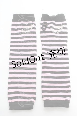 画像: Amilige / ボーダーアームウォーマー  ピンク×黒 Y-26-01-12-012-PU-ZA-SZ-ZT444-F004