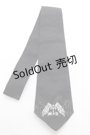 画像: MA / ロゴ刺繍ネクタイ  黒 Y-26-01-12-013-PU-ZA-SZ-ZT0118Y