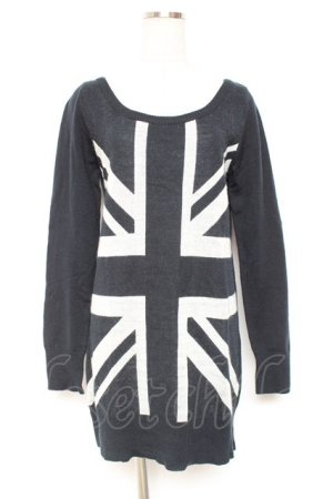 画像: SEXY DYNAMITE LONDON / ユニオンジャックニットワンピ  黒 Y-26-01-12-101-PU-OP-SZ-ZY
