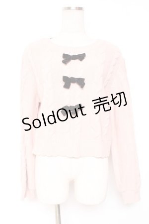 画像: Honey Cinnamon / 3つリボンニットトップス F ピンク Y-26-01-12-102-LO-OP-SZ-ZT0214D