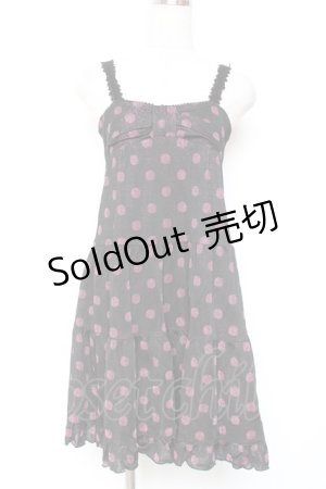 画像: Emily Temple cute / ラメ水玉ジャガードノースリーブワンピース  黒×ピンク Y-26-01-12-108-ET-OP-SZ-ZY