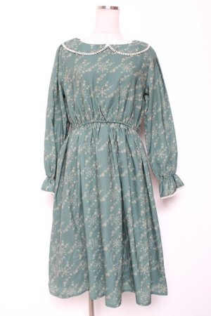 画像: Fi.n.t / スノー千鳥柄ワンピース F グリーン Y-26-01-12-112-CA-OP-SZ-ZI