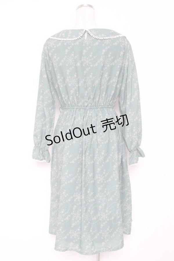 画像2: Fi.n.t / スノー千鳥柄ワンピース F グリーン Y-26-01-12-112-CA-OP-SZ-ZI (2)