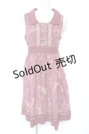 画像: axes femme / 鍵柄ワンピース  ワイン Y-26-01-12-115-AX-OP-SZ-ZS