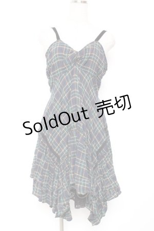 画像: axes femme / チェックイレヘムワンピース  グリーン Y-26-01-12-119-AX-OP-SZ-ZY