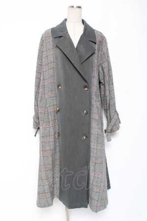 画像: axes femme / チェック切替ワンピース  グレー Y-26-01-12-124-AX-OP-SZ-ZY